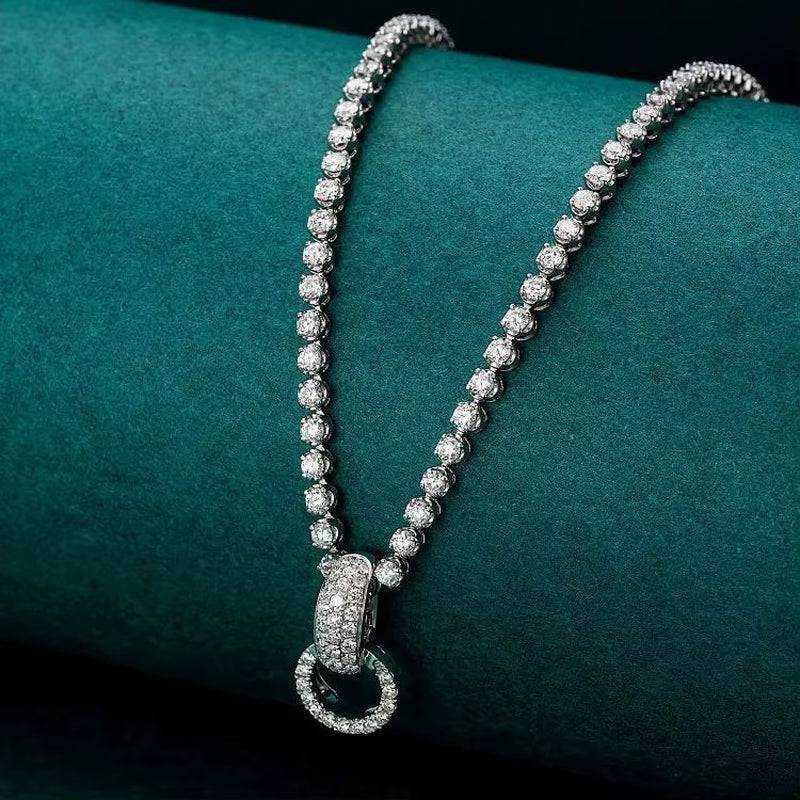 FIY24 Diamonds 4.298Ct Nature White Diamonds Necklace Solid 18K White Gold for Women Fine Holidays' Presents - The Sparkling Squirrels & Co.
