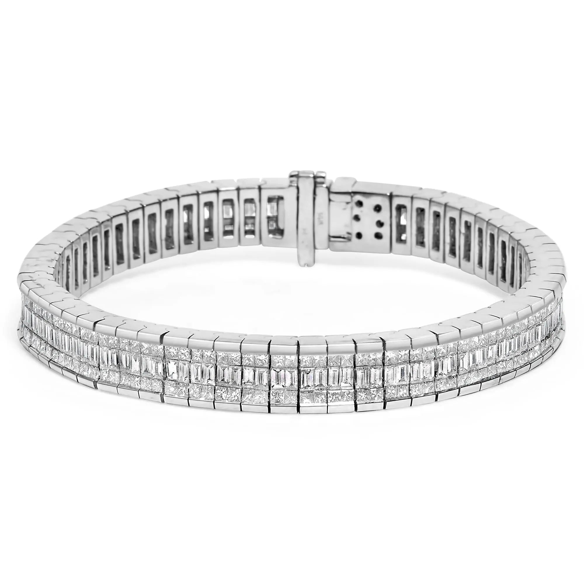 14K White Gold 7 7/8 Cttw Princess and Baguette Diamond Eternity Line Tennis Bracelet (G-H Color, SI1-SI2 Clarity) - 7" Inches Infinite Jewels