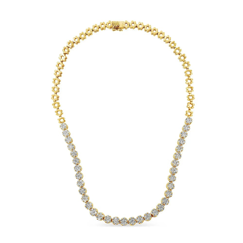 IGI Certified 14K Gold 8.0 Cttw Pave Set Round-Cut Diamond Cluster Graduating Riviera Statement Necklace (H-I Color, I1 Clarity) Infinite Jewels