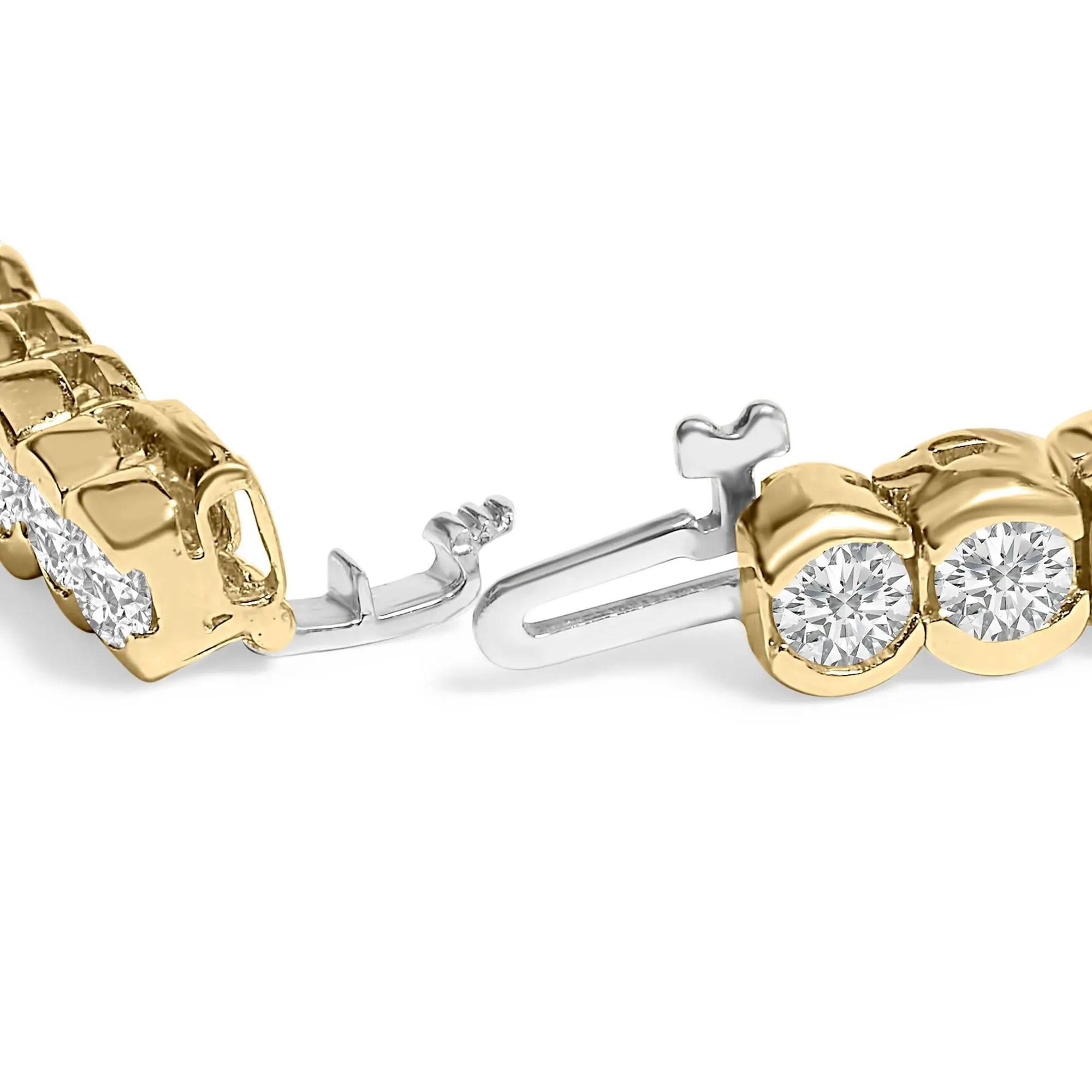 14K Yellow Gold 8.00 Cttw Half Bezel Set Diamond Tennis Bracelet (H-I Color, SI2-I1 Clarity) - 7" Inches Infinite Jewels