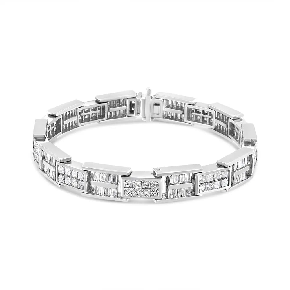 14K White Gold 10 5/8 Cttw Diamond Panel Link Bracelet  - 7" Inches Infinite Jewels