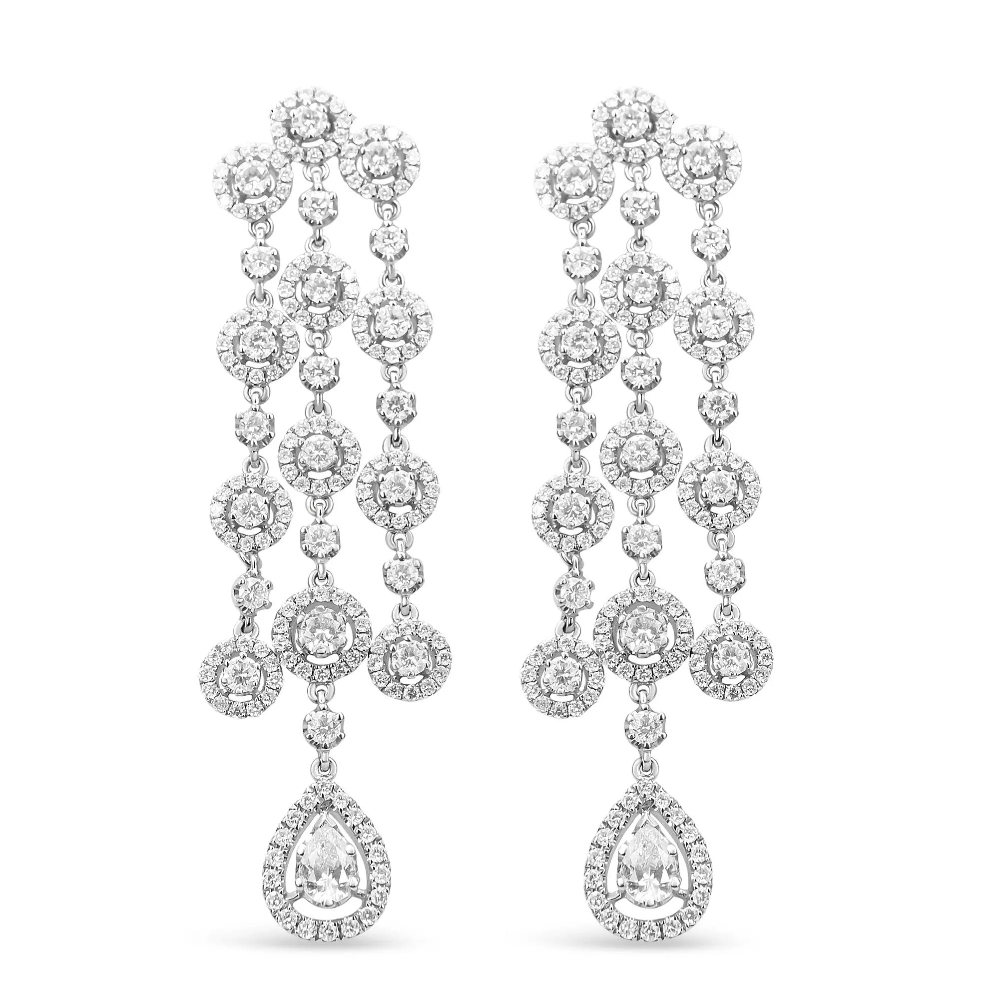 18K White Gold 4 3/4 Cttw Diamond Double Teardrop Waterfall Dangle Earrings (H-I Color, VS1-VS2 Clarity) Infinite Jewels