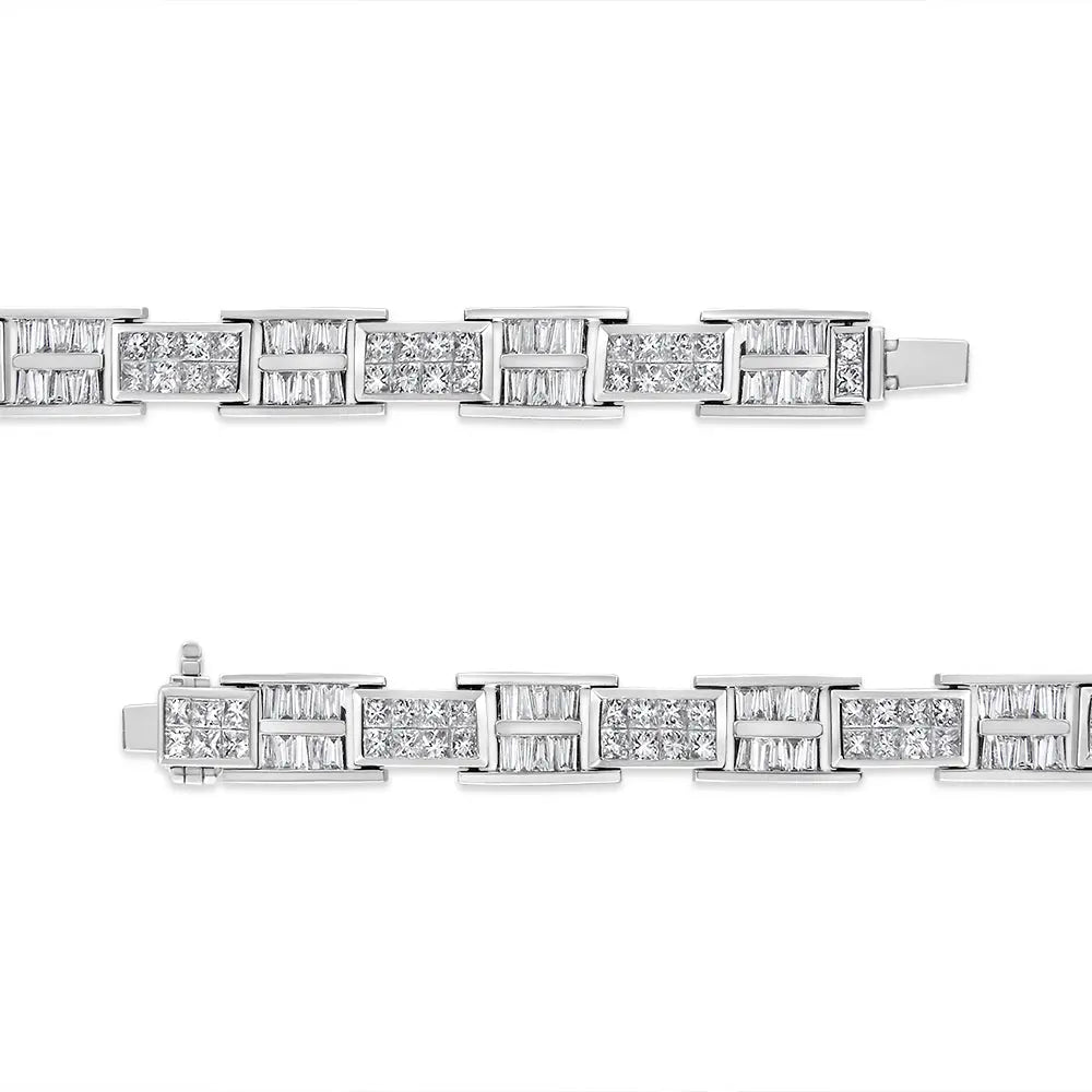 14K White Gold 10 5/8 Cttw Diamond Panel Link Bracelet  - 7" Inches Infinite Jewels