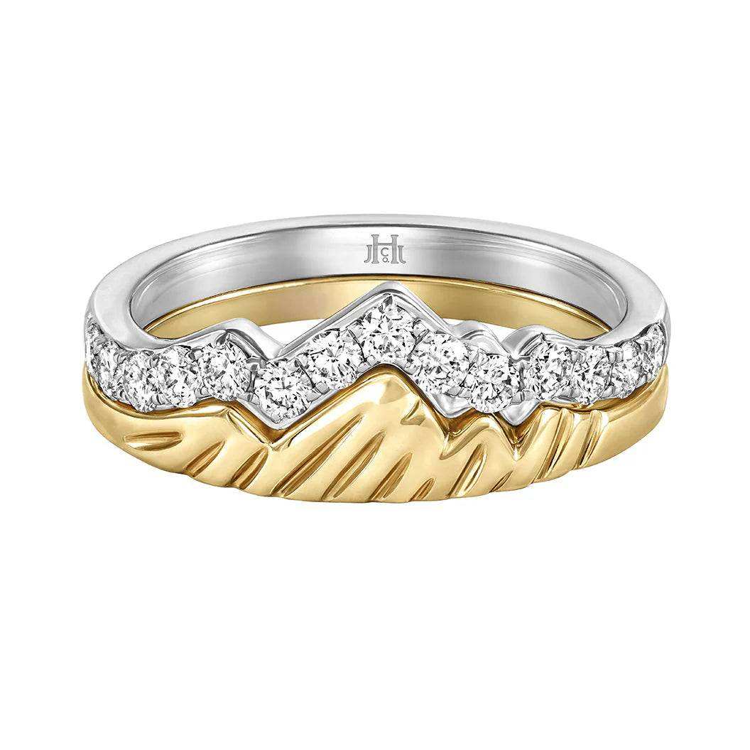 LUXE EDITION: 18K Yellow & White Gold Teton Stacking Rings™ (2 Ring Set) - The Sparkling Squirrels & Co.