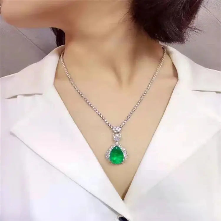 Colombia Vivid Green 18k Gold South Africa Real Diamond Natural Emerald Pendant/ring for Women Dual Models Wedding Jewelry Maison Valderre