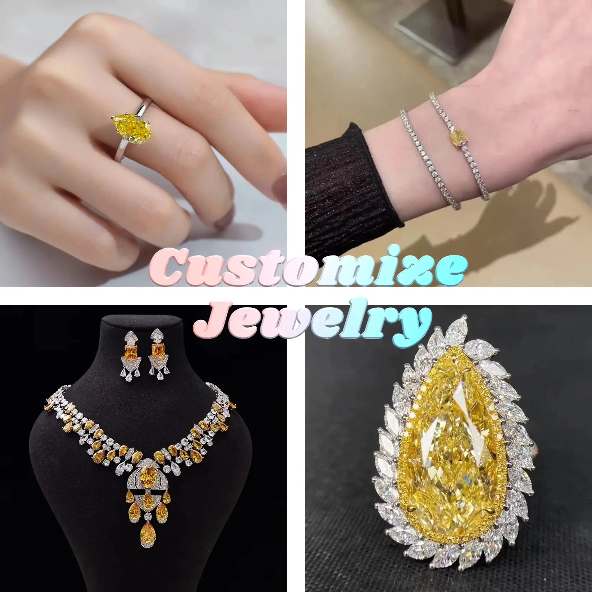 Messi Jewelry Fancy Colored Diamonds CVD HPHT Yellow Lab Grown Diamond Wholesale Maison Valderre