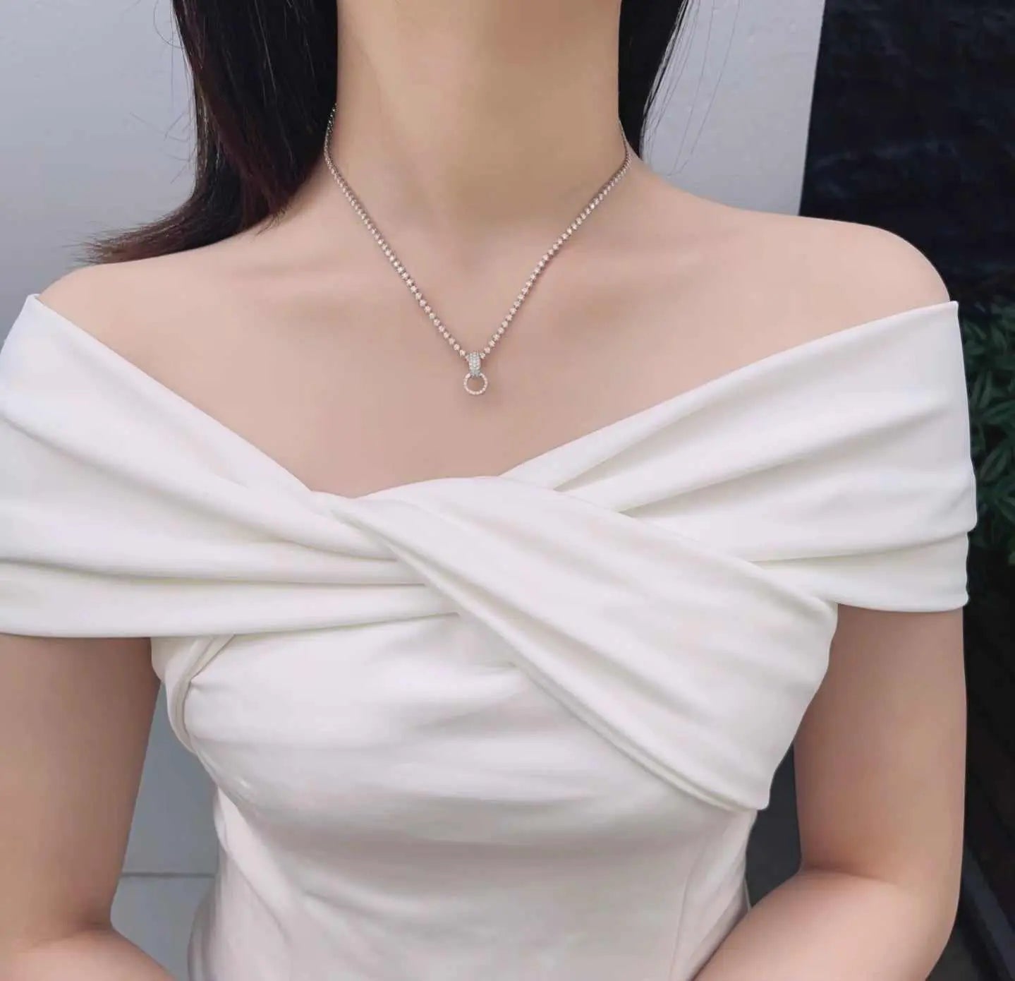 FIY24 Diamonds 4.298Ct Nature White Diamonds Necklace Solid 18K White Gold for Women Fine Holidays' Presents - The Sparkling Squirrels & Co.