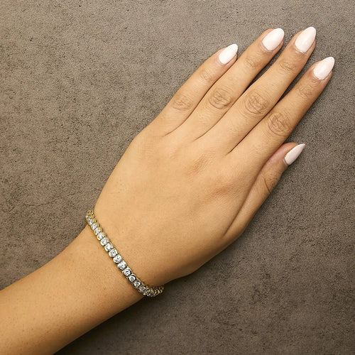 14K Yellow Gold 8.00 Cttw Half Bezel Set Diamond Tennis Bracelet (H-I Color, SI2-I1 Clarity) - 7" Inches Infinite Jewels