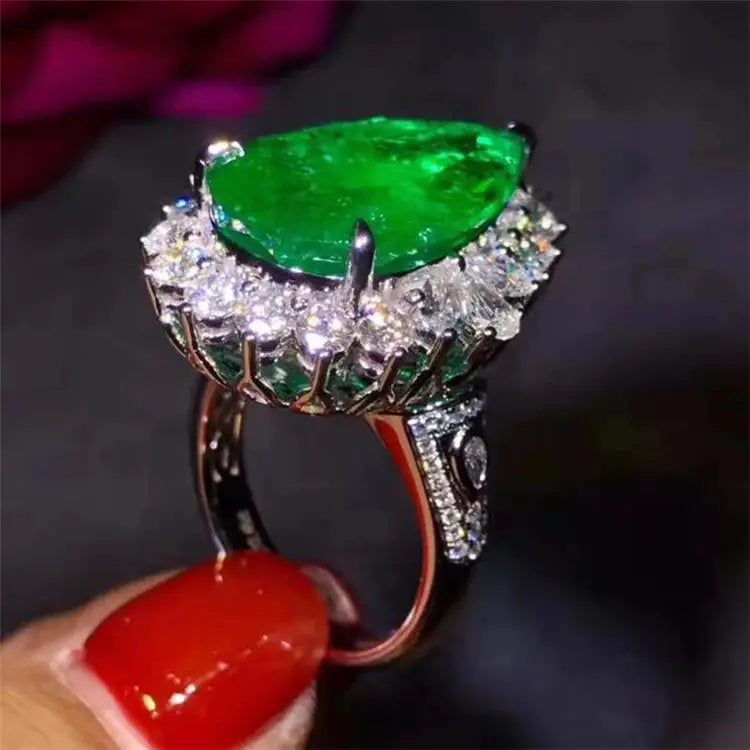 Colombia Vivid Green 18k Gold South Africa Real Diamond Natural Emerald Pendant/ring for Women Dual Models Wedding Jewelry Maison Valderre