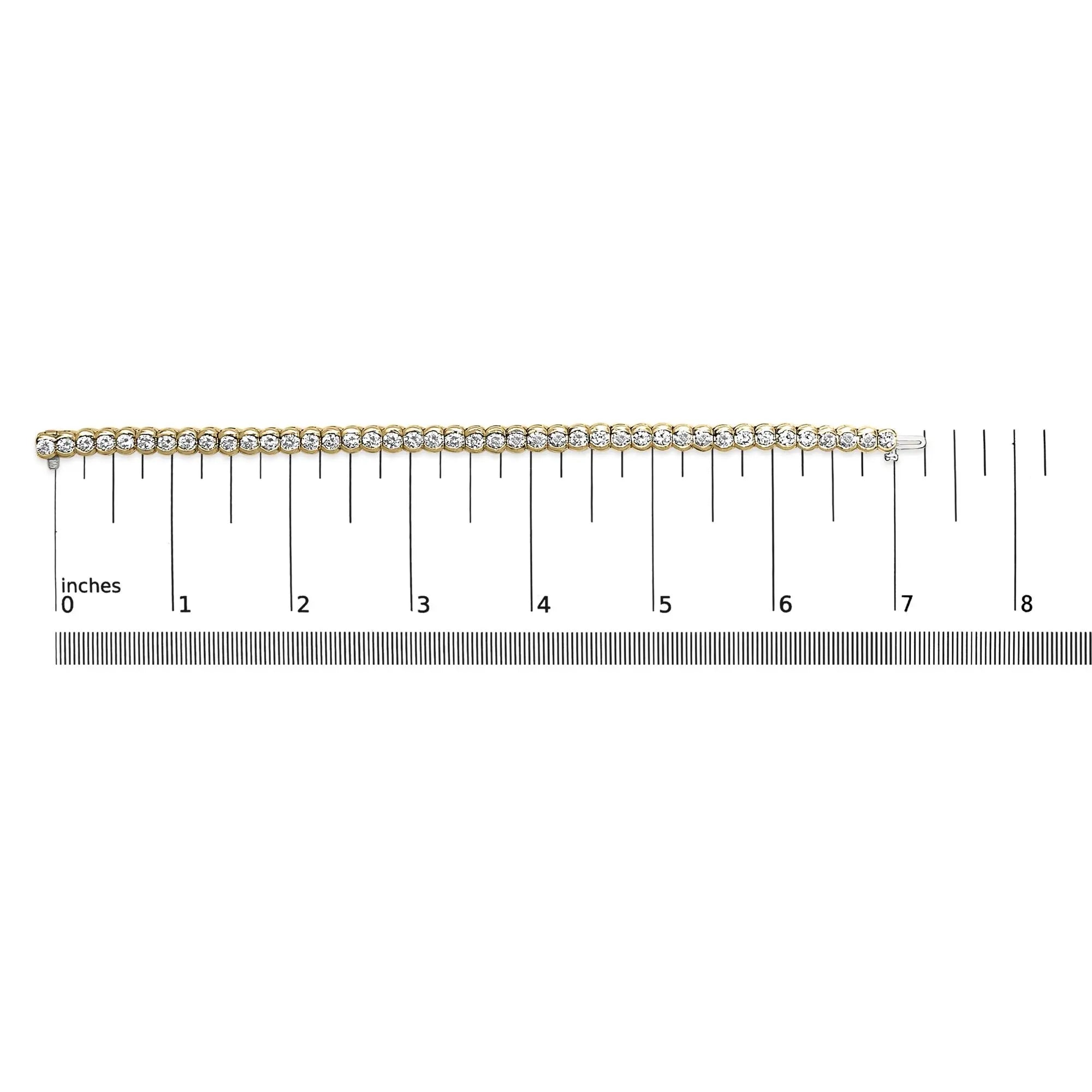 14K Yellow Gold 8.00 Cttw Half Bezel Set Diamond Tennis Bracelet (H-I Color, SI2-I1 Clarity) - 7" Inches Infinite Jewels
