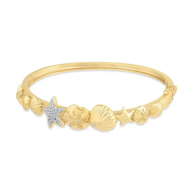 Diamond Shell Bangle, 14Kt - The Sparkling Squirrels & Co. 