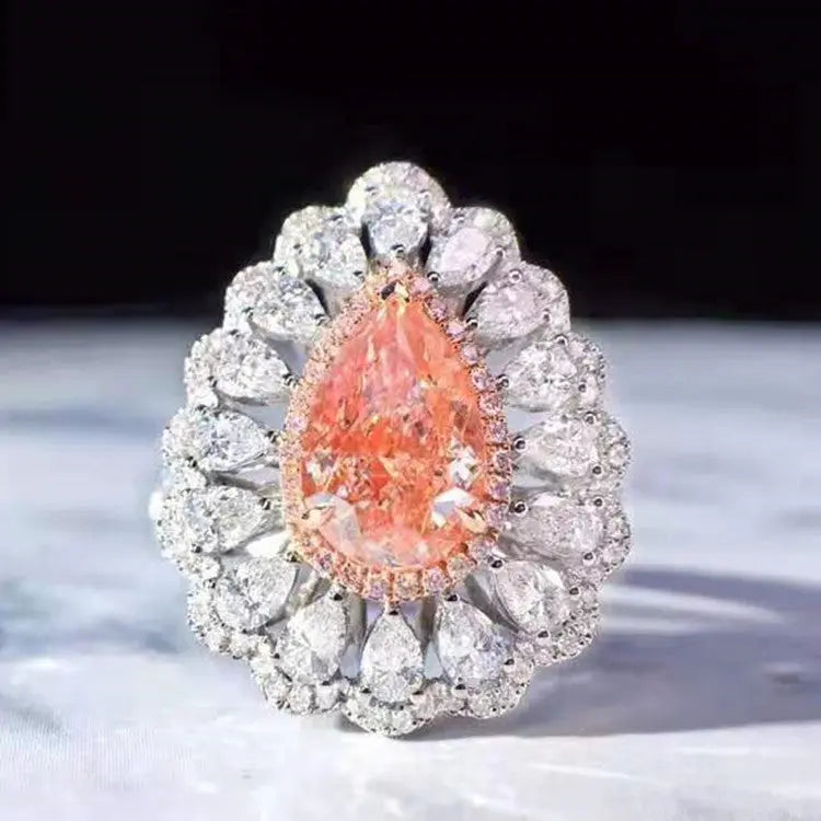 18k Gold 2.0ct Natural VS Pink Diamond Pendant & Ring Maison Valderre