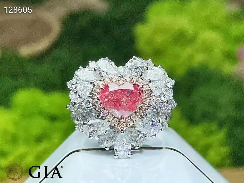 SGARIT  Certified Fine Jewelry 18k Gold 1.51ct Light Pinkish Brown Diamond Pink Diamond Heart Cut Jewellery Engagement Ring Maison Valderre