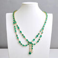 Fine Jewelry Luxury Women Lab Grown Green Emerald Diamond Necklace 18k Gold Double Layer Necklace Maison Valderre