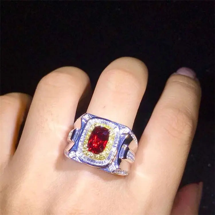 Fine Jewelry Wholesale Sgarit 18K White Gold Egl Certify 2.01Ct Vivid Red Unheated Natural Ruby Gemstone Jewelry Ring for Men Maison Valderre