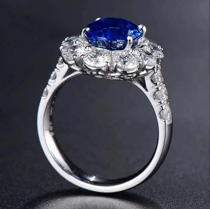 Natural Gemstone Blue Sapphire Ring for Women White Gold - The Sparkling Squirrels & Co.