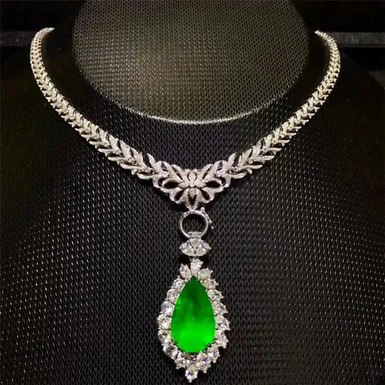 Luxury Necklace Jewelry Wholesale Brand 12.78ct Natural Gemstone Green Emerald 18k Gold Pendant Necklace - The Sparkling Squirrels & Co.