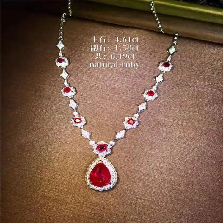 Indian Jewelry Gold 18k Gold  South Africa Real Diamond Natural Ruby Necklace for Women Fashion Jewelry Set Maison Valderre