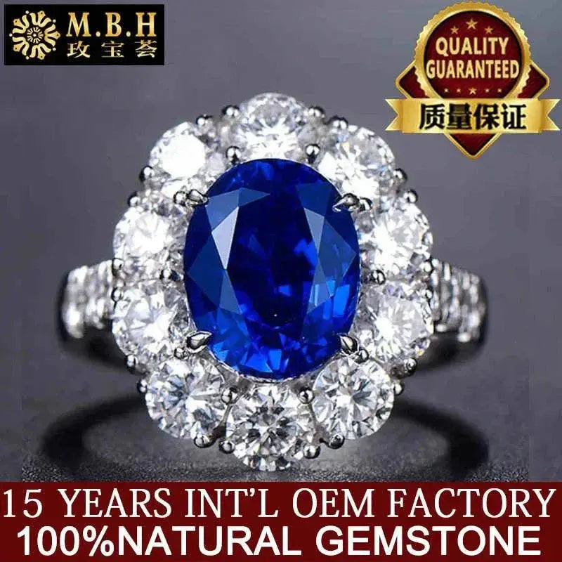 Natural Gemstone Blue Sapphire Ring for Women White Gold - The Sparkling Squirrels & Co.