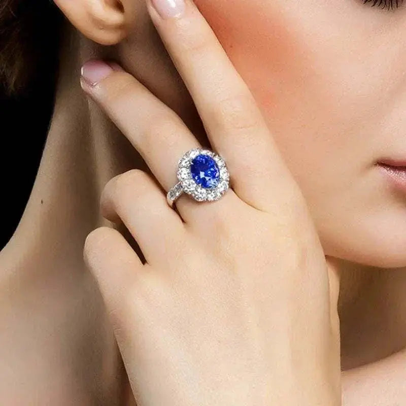 Natural Gemstone Blue Sapphire Ring for Women White Gold - The Sparkling Squirrels & Co.