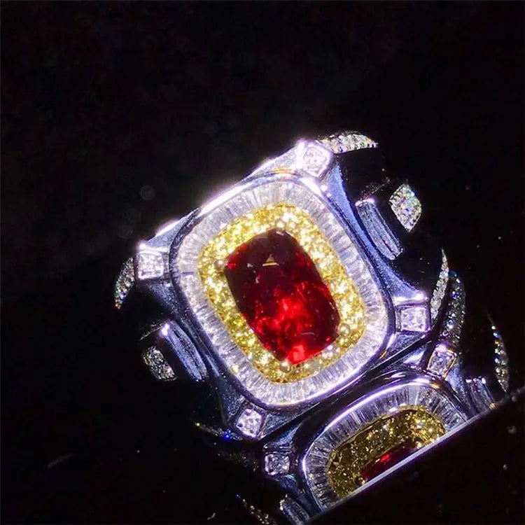 Fine Jewelry Wholesale Sgarit 18K White Gold Egl Certify 2.01Ct Vivid Red Unheated Natural Ruby Gemstone Jewelry Ring for Men Maison Valderre