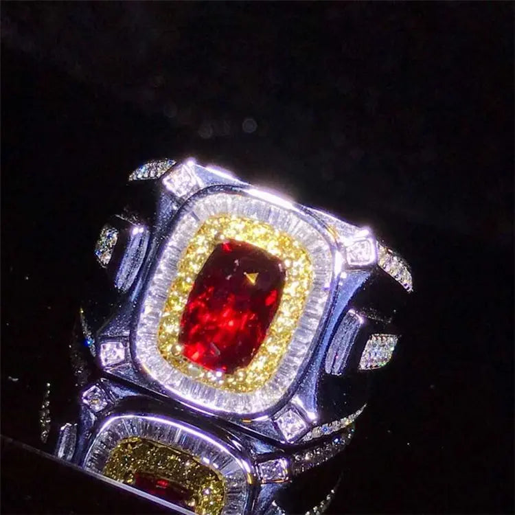 Fine Jewelry Wholesale Sgarit 18K White Gold Egl Certify 2.01Ct Vivid Red Unheated Natural Ruby Gemstone Jewelry Ring for Men Maison Valderre