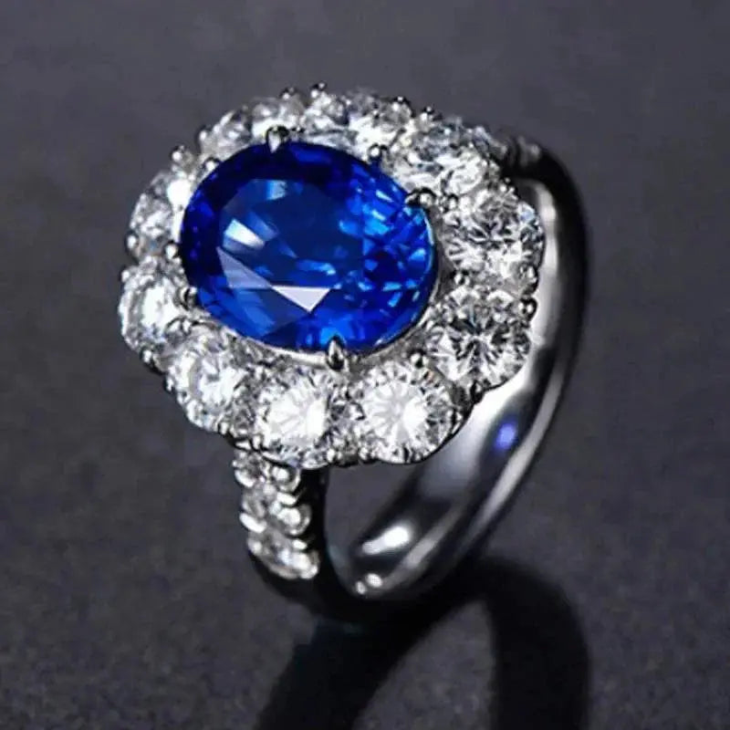Natural Gemstone Blue Sapphire Ring for Women White Gold - The Sparkling Squirrels & Co.