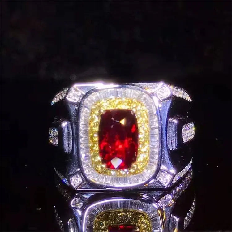 Fine Jewelry Wholesale Sgarit 18K White Gold Egl Certify 2.01Ct Vivid Red Unheated Natural Ruby Gemstone Jewelry Ring for Men Maison Valderre