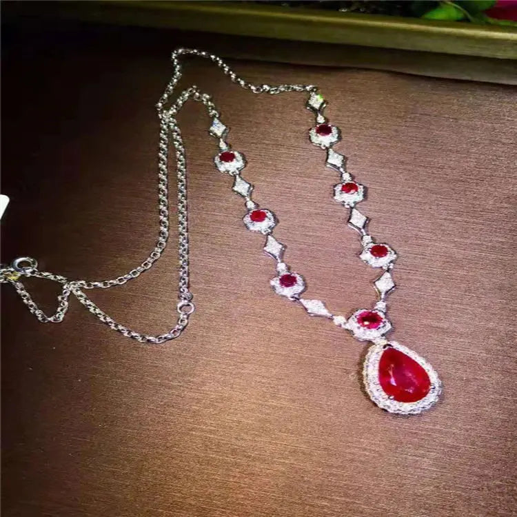 Indian Jewelry Gold 18k Gold  South Africa Real Diamond Natural Ruby Necklace for Women Fashion Jewelry Set Maison Valderre