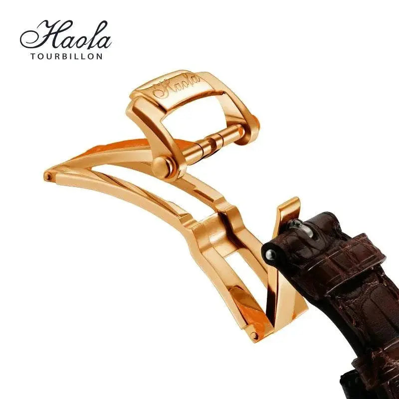 HAOFA Luxury 18K Gold Double Tourbillon Movement Skeleton Mens Watch Manual Mechanical Diamond Rose Watch For Men Sapphire K002 - The Sparkling Squirrels & Co.