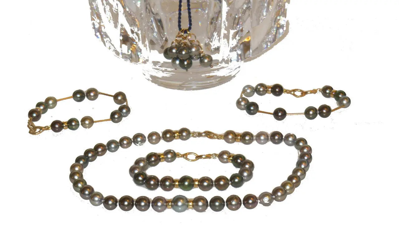 Tahitian Pearl Mega Set-Round-Multi Color-Interchangeable Necklace/Bracelet, Earrings/Pendant Jane A Gordon: Designs for Life