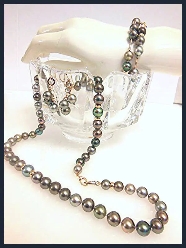 Tahitian Pearl Mega Set-Round-Multi Color-Interchangeable Necklace/Bracelet, Earrings/Pendant Jane A Gordon: Designs for Life