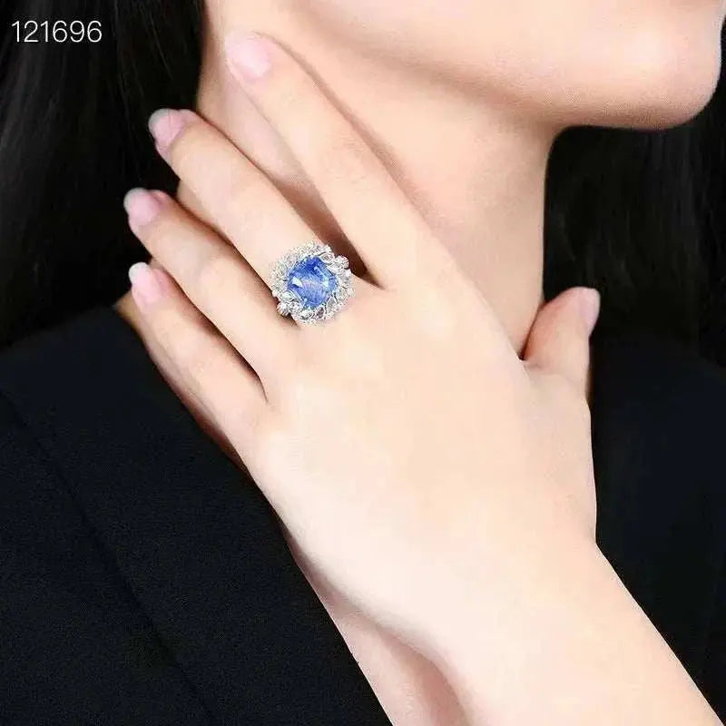 Collection value 18K gold set with large diamonds 8.24 carats Sri Lanka Natural Royal Sapphire Ring for women - The Sparkling Squirrels & Co.
