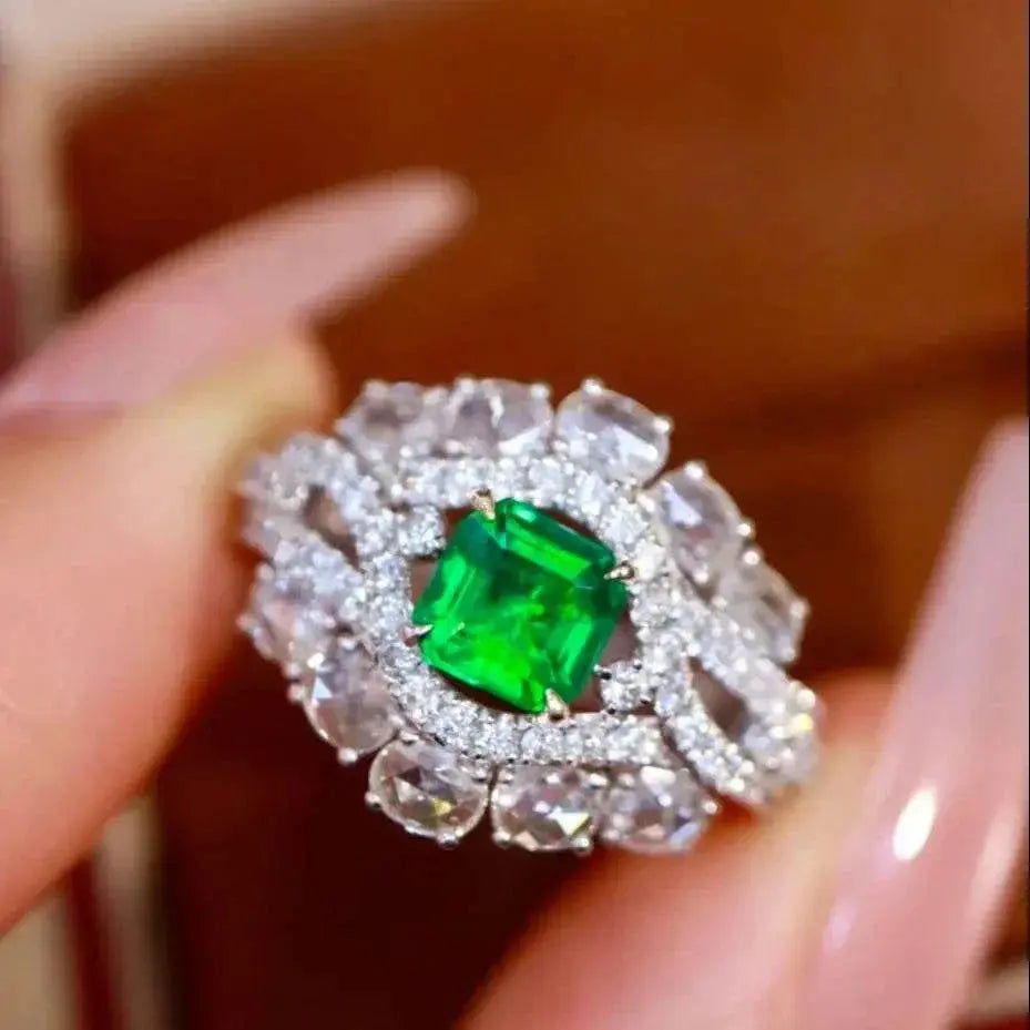 FH25 Emerald Rings Fine Jewelry 18K Gold Natural Green Emerald 0.72ct Gemstones Male Rings for Men's Fine Ring - The Sparkling Squirrels & Co.