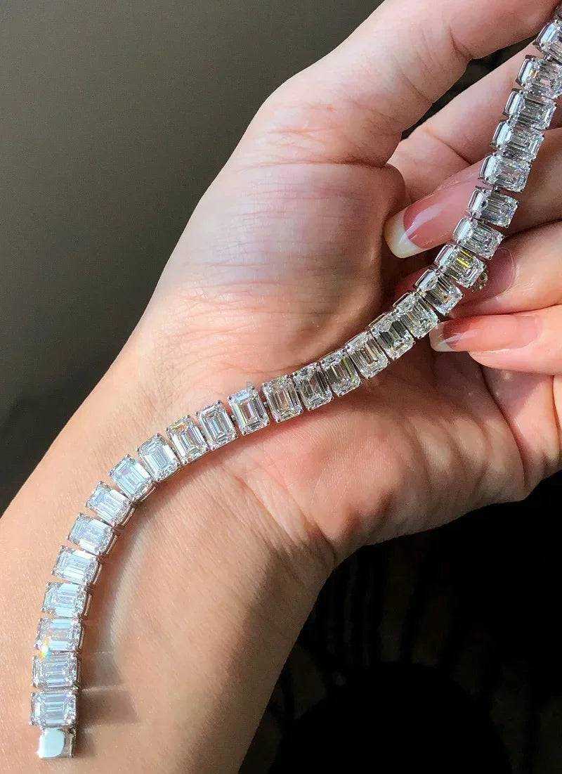 Ruif Customize 18k Gold about 1ct Emerald Cut Lab Grown Emerald Tennis Bralcelt for Women Wedding bangles Bracelets - The Sparkling Squirrels & Co.