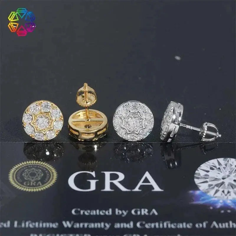 Diamond hair jewelry hot-selling stud earrings 925 silver moissanite classic round earrings, men's and women's versatile manufac - The Sparkling Squirrels & Co. 