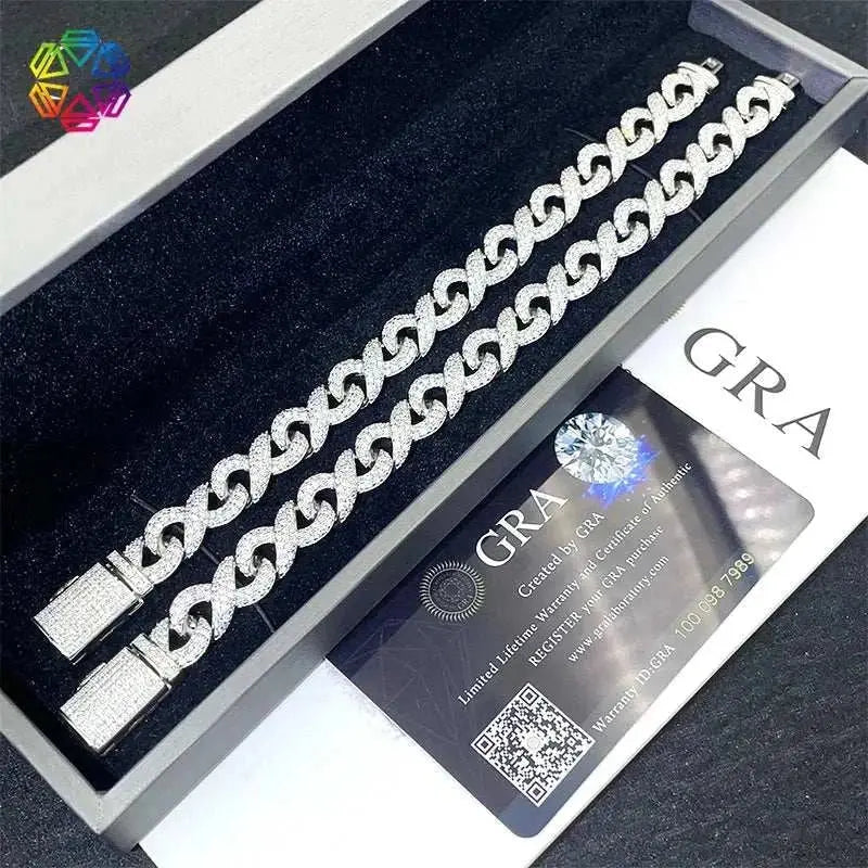 Diamond hair original design hip Hop Cuban bracelet 925 silver 10mm figure eight chain Mozambican men's and women's bracelet who - The Sparkling Squirrels & Co.