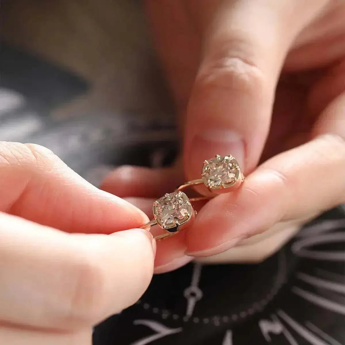 14K 18k Yellow Gold 3ct Slender Elder Mine Cut Lab Diamond Lever Earrings can be customized in other specifications - The Sparkling Squirrels & Co.