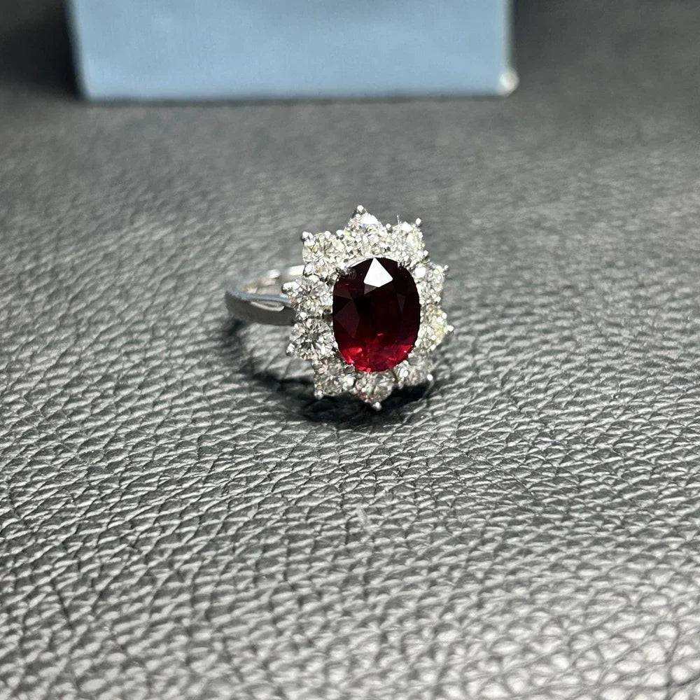 Meisidian Hot Sale 18K White Pure Gold G VS 100% Real Diamond 3 Carat Natural Original Mozambique Ruby Women Fashion Ring - The Sparkling Squirrels & Co.