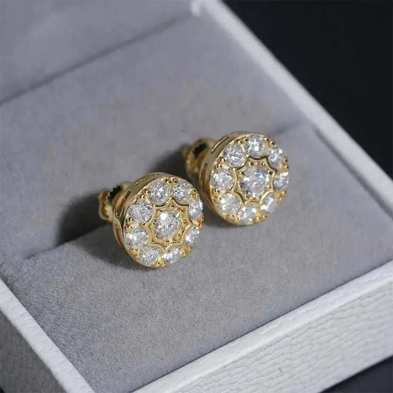 Diamond hair jewelry hot-selling stud earrings 925 silver moissanite classic round earrings, men's and women's versatile manufac - The Sparkling Squirrels & Co. 