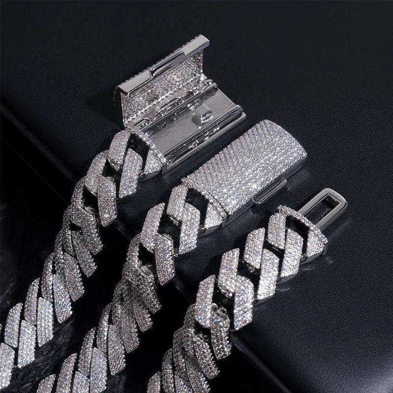 Diamond hair new cross-border hot-selling 18m4 row stone Cuban chain 5A zircon inlaid with European and American hip-hop men's b - The Sparkling Squirrels & Co.