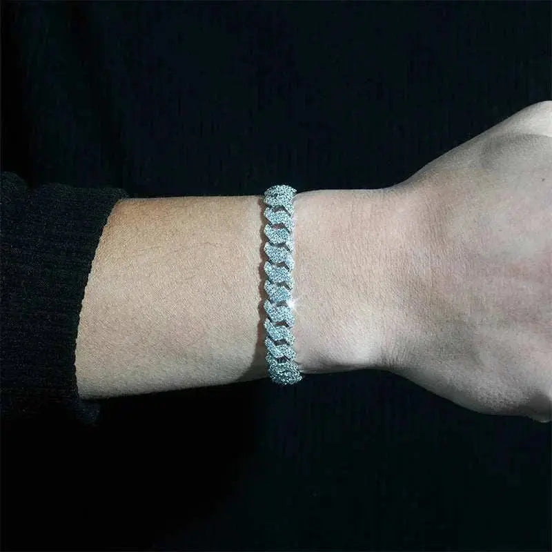 Diamond hair cross-border new hot-selling 10mm European and American copper inlaid zircon hip-hop rhombus Cuban bracelet necklac - The Sparkling Squirrels & Co.