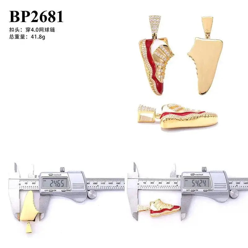 Diamond hair new personalized shoes pendant 925 silver moissanite inlaid with European and American trendy brands men's hip-hop - The Sparkling Squirrels & Co.