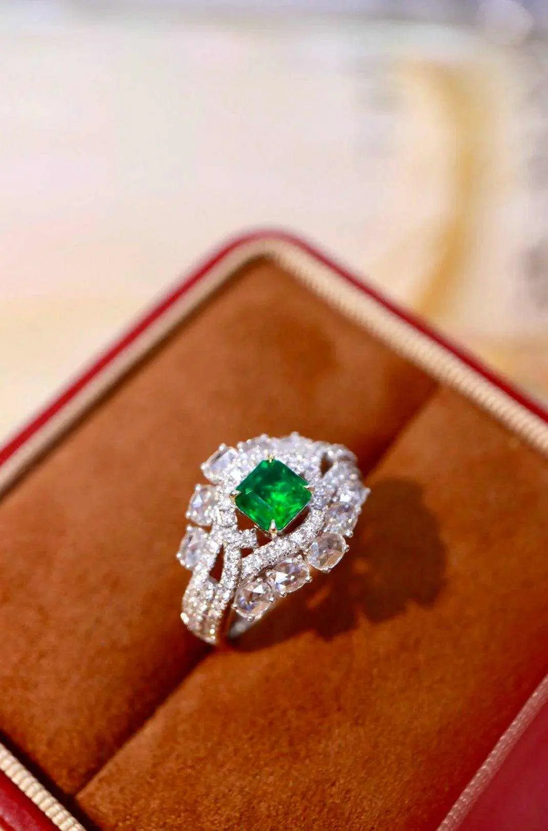 FH25 Emerald Rings Fine Jewelry 18K Gold Natural Green Emerald 0.72ct Gemstones Male Rings for Men's Fine Ring - The Sparkling Squirrels & Co.