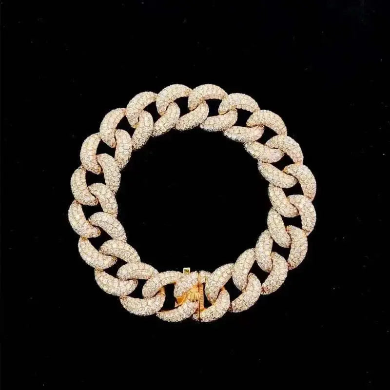Three-dimensional three-row bracelet 18K gold diamond bracelet real gold real diamond ins light luxury high jewelry bracelet - The Sparkling Squirrels & Co.