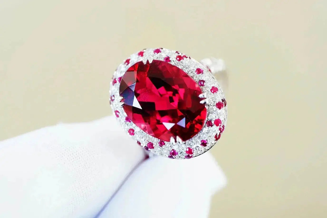JHY25 Red Tourmaline About 7.7ct Pure 18K Gold Jewel Natural Pink Tourmaline Gemstones Diamonds Female Rings for Women Fine Ring - The Sparkling Squirrels & Co.