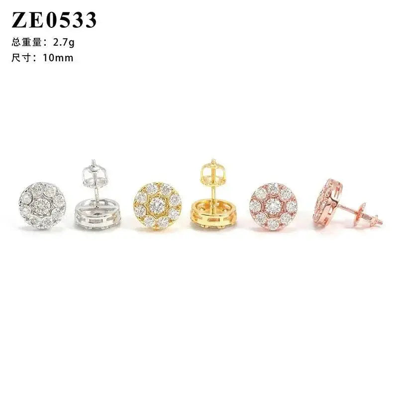 Diamond hair jewelry hot-selling stud earrings 925 silver moissanite classic round earrings, men's and women's versatile manufac - The Sparkling Squirrels & Co. 