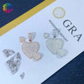 Diamond hair new men's and women's heart-shaped hip-hop pendant 925 silver D-color moissanite full inlaid 3mm tennis chain neckl - The Sparkling Squirrels & Co.