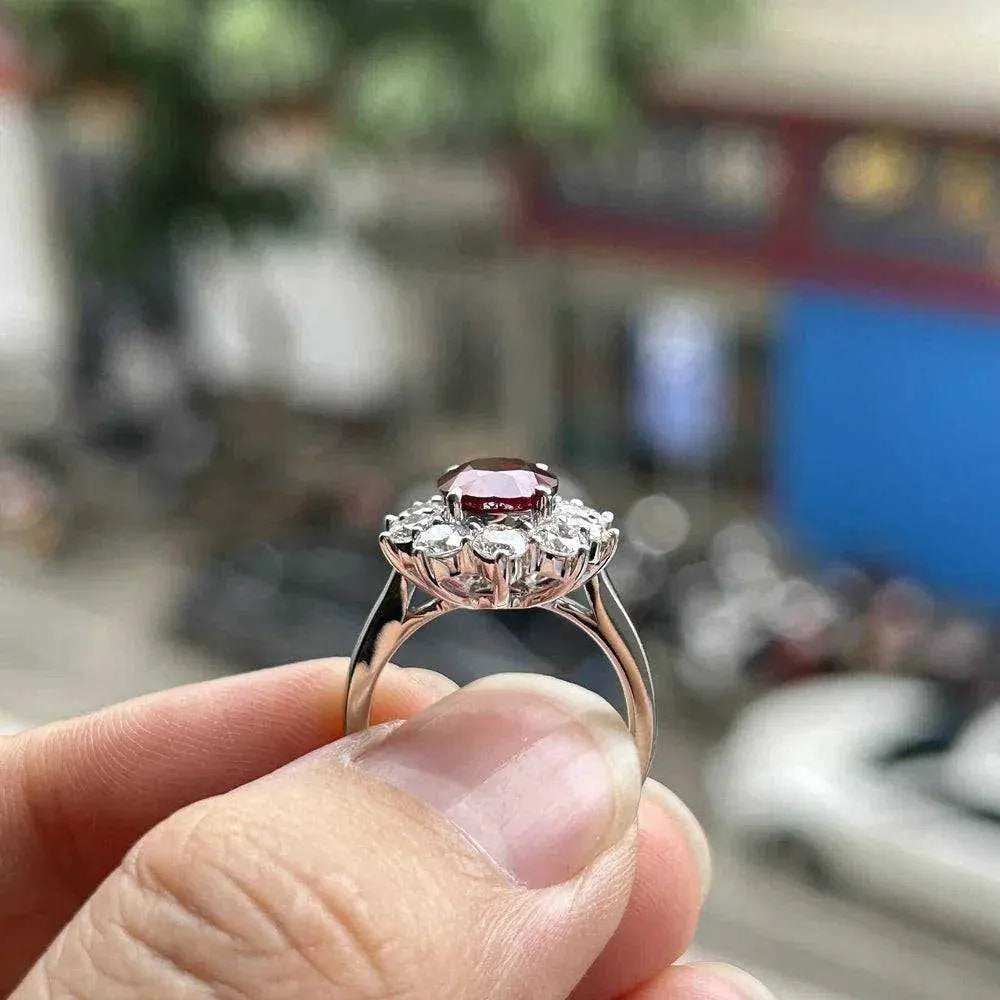 Meisidian Hot Sale 18K White Pure Gold G VS 100% Real Diamond 3 Carat Natural Original Mozambique Ruby Women Fashion Ring - The Sparkling Squirrels & Co.