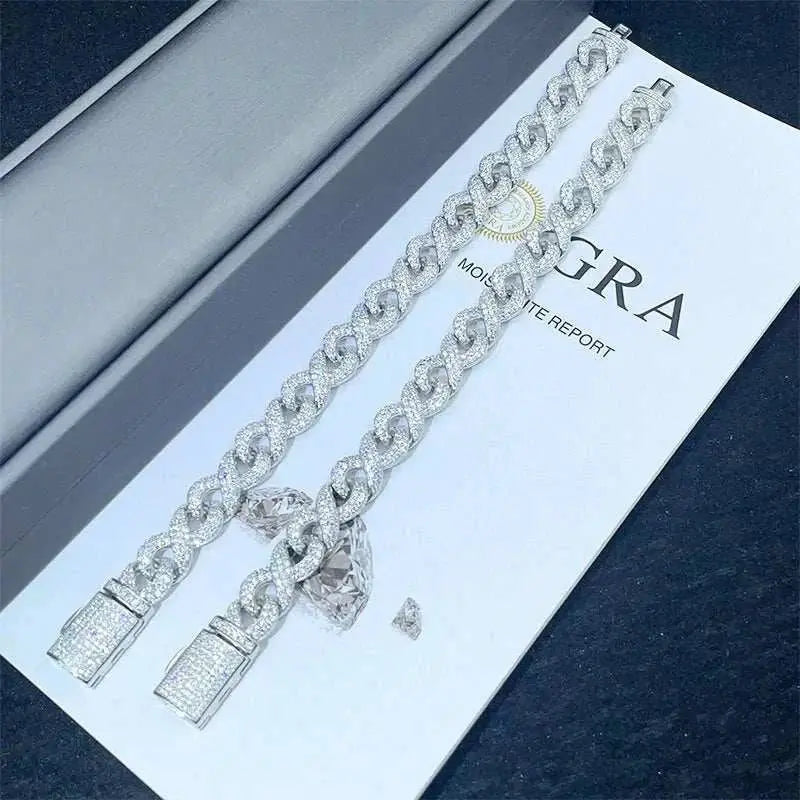 Diamond hair original design hip Hop Cuban bracelet 925 silver 10mm figure eight chain Mozambican men's and women's bracelet who - The Sparkling Squirrels & Co.